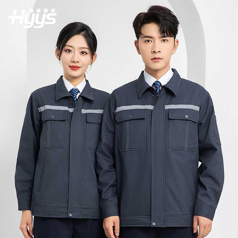 LJ-5835 冬季加絨工作服套裝男反光一體式保暖電焊工汽機修勞保服夾克定制