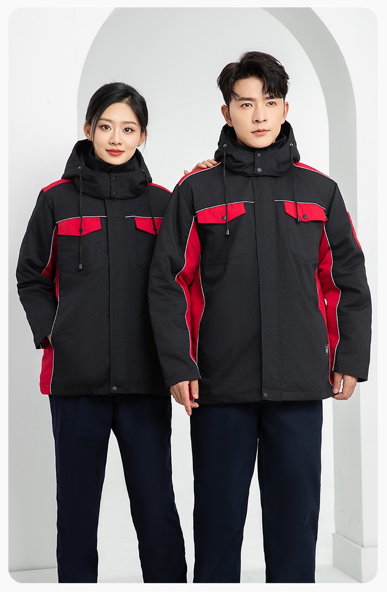 LJ-9803 冬季防撕裂防靜電可拆卸棉服保暖鎖溫防寒服加油站防靜電工裝定制(圖17)