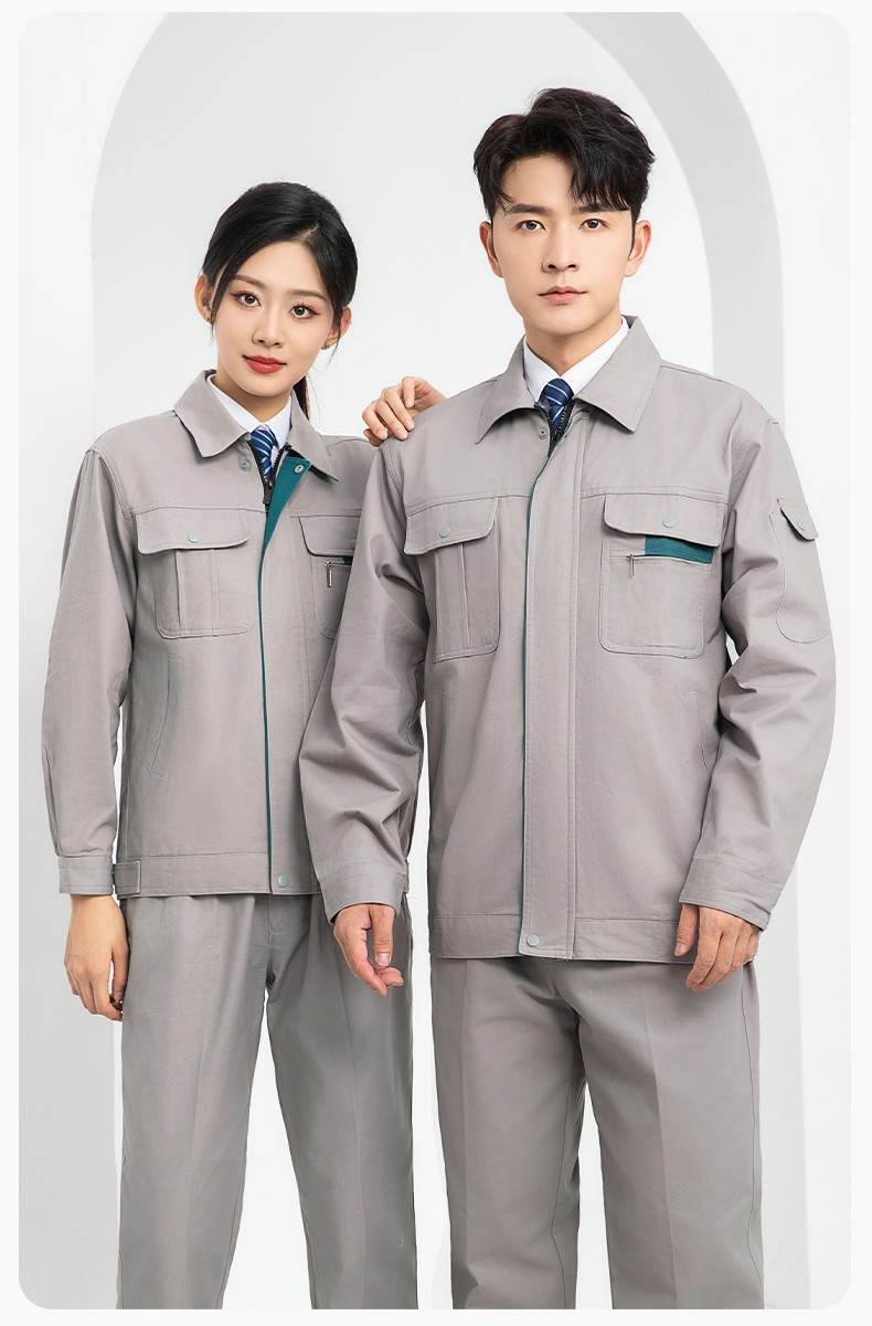 LJ-0536 純棉磨毛紗卡勞保工作服套裝耐磨透氣電焊工專用工裝定制(圖14)