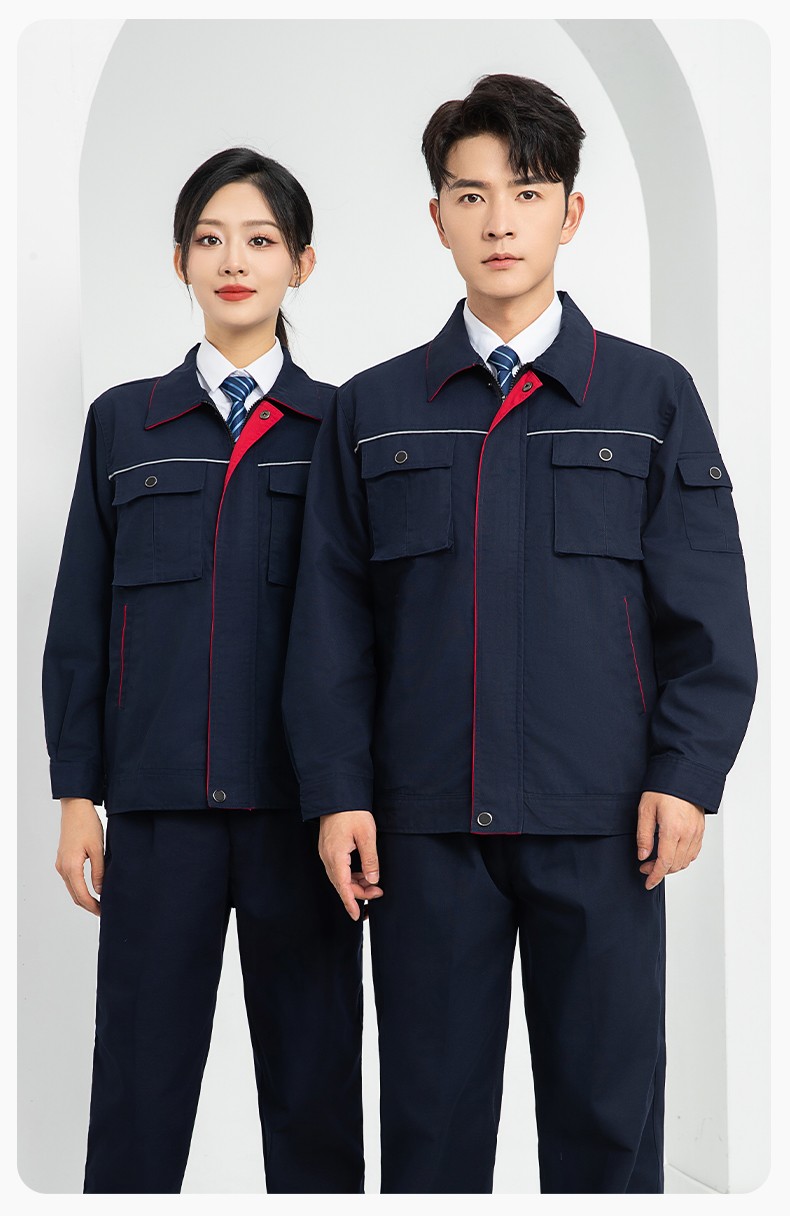 LJ-1806-1 春秋帆布加里子雙層勞保工作服套裝耐磨透氣工地干活工裝定制(圖13)