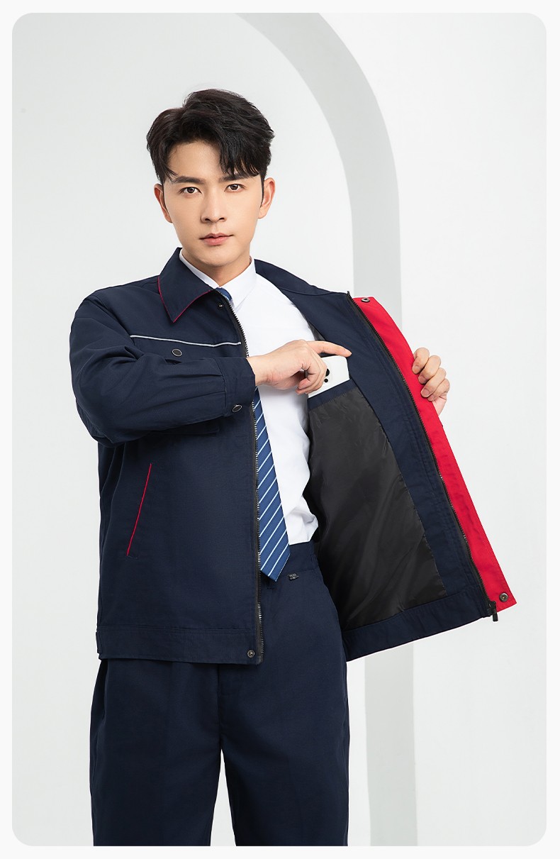 LJ-1806-1 春秋帆布加里子雙層勞保工作服套裝耐磨透氣工地干活工裝定制(圖14)