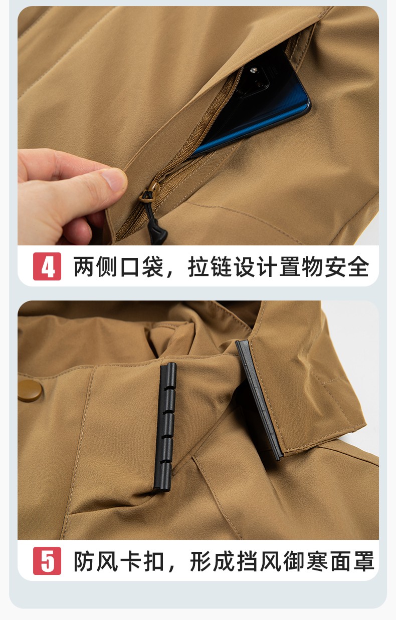 RH-60965 冬季羽絨工作服沖鋒衣三合一棉衣男加厚保暖汽車維修廠勞保服定制(圖10)