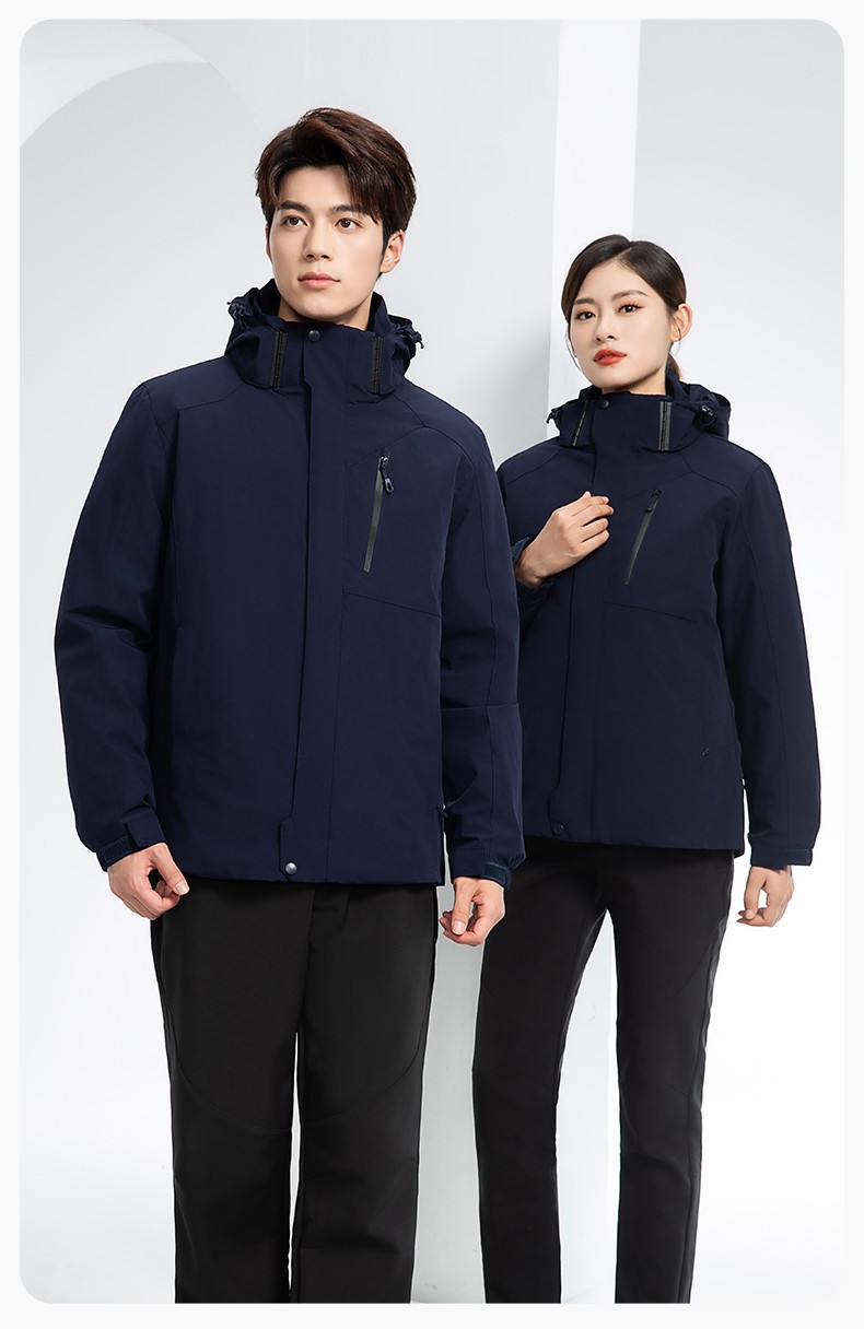 RH-60965 冬季羽絨工作服沖鋒衣三合一棉衣男加厚保暖汽車維修廠勞保服定制(圖21)