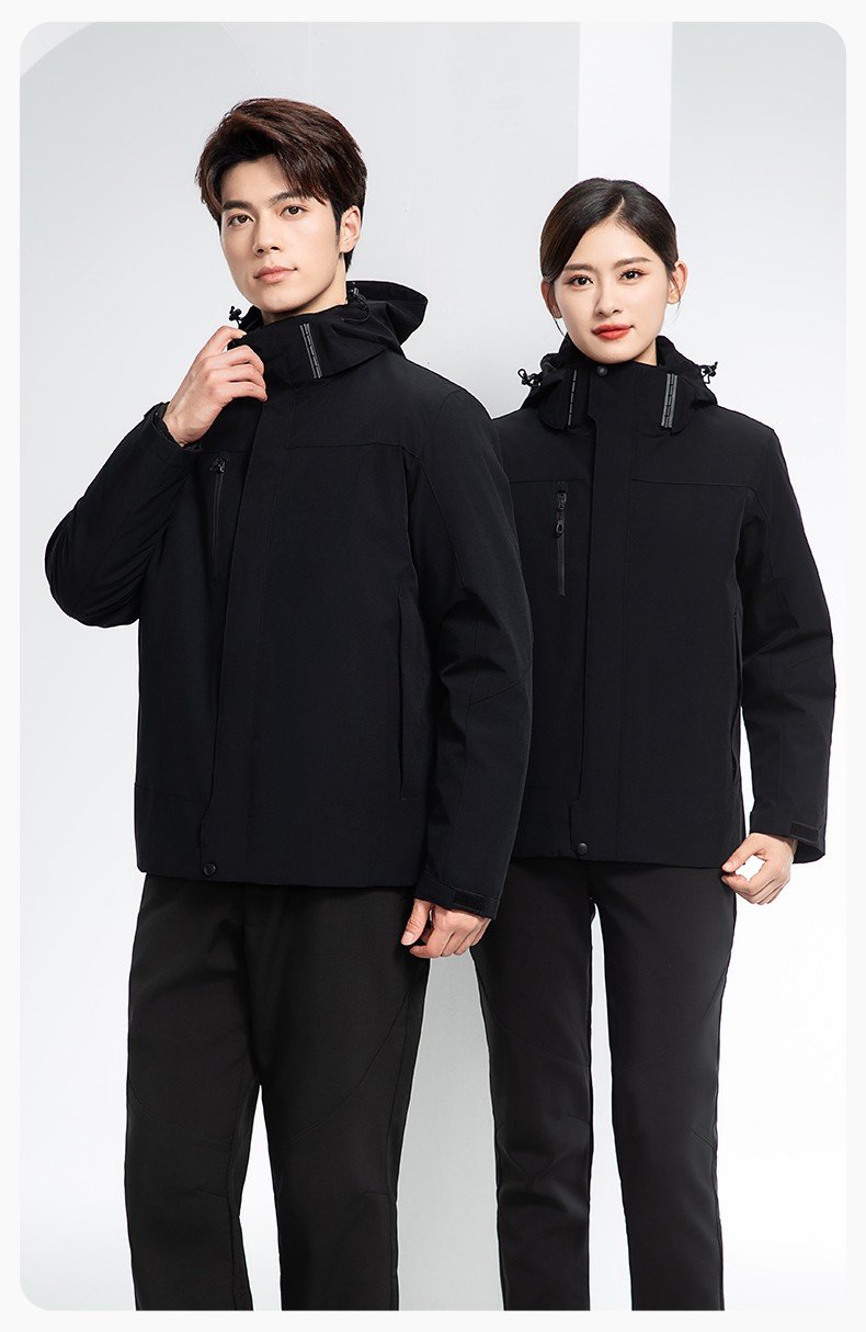 RH-60967 冬季三合一羽絨內(nèi)膽沖鋒衣防風(fēng)防雨保暖鎖溫登山騎行服定制(圖16)