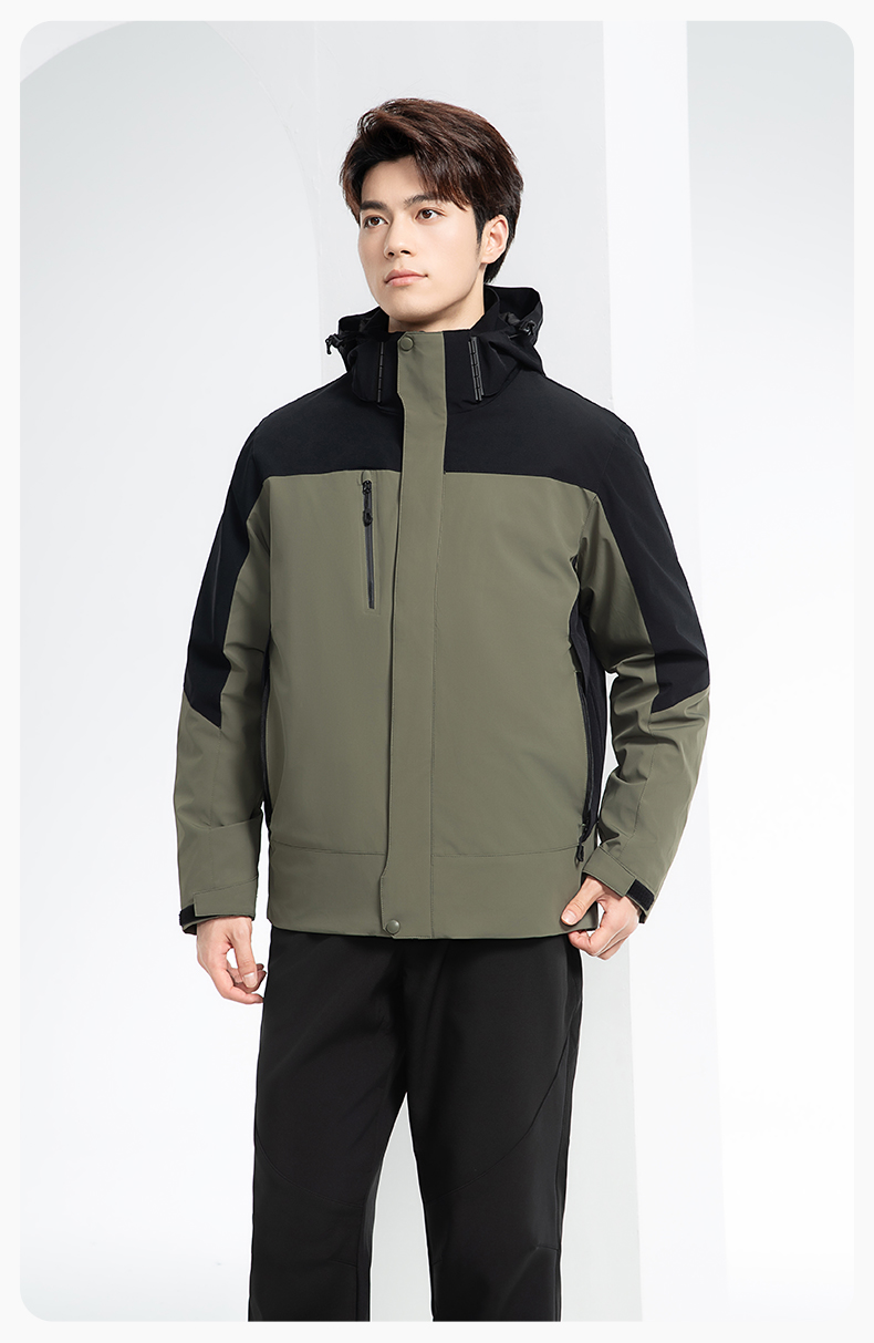 RH-60967 冬季三合一羽絨內(nèi)膽沖鋒衣防風(fēng)防雨保暖鎖溫登山騎行服定制(圖17)