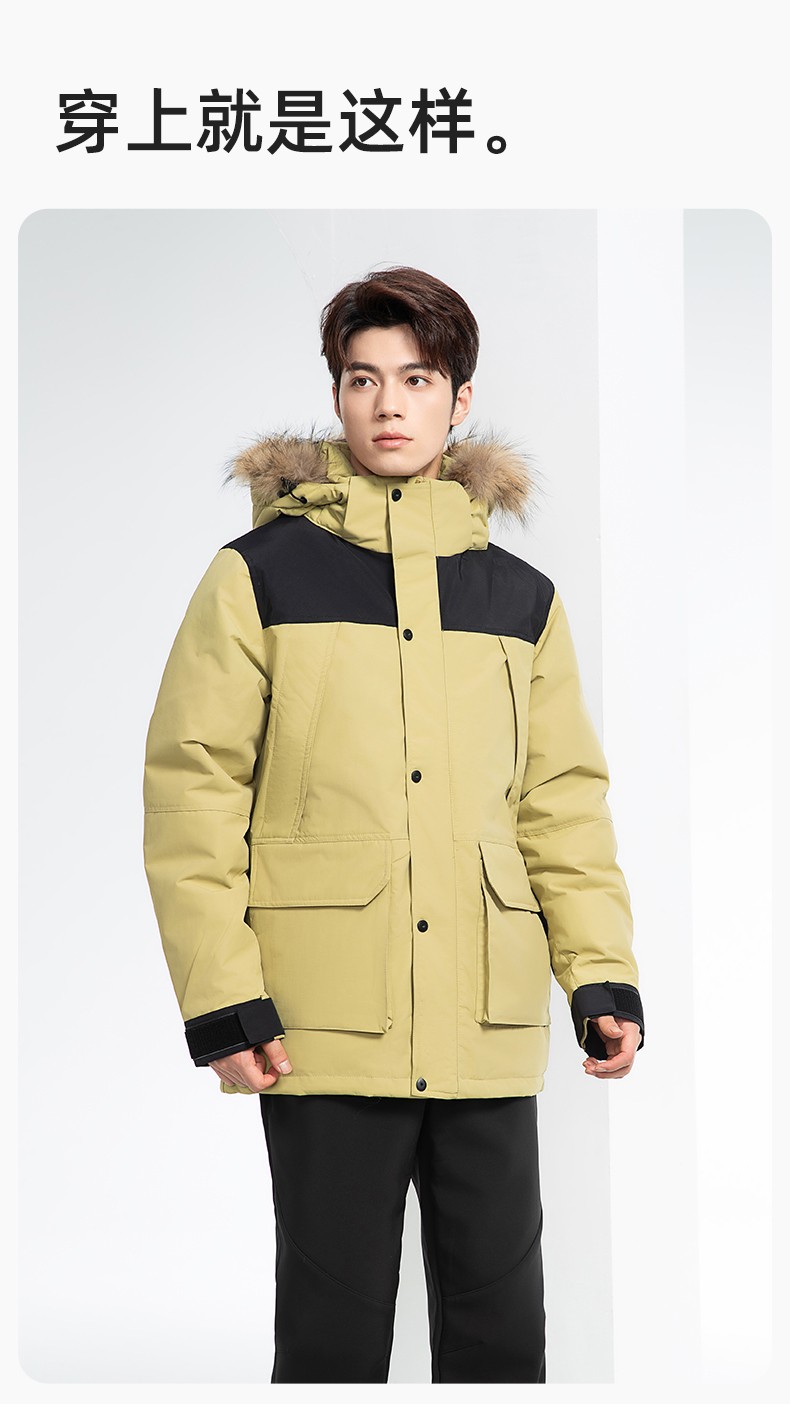 RH-60953 冬季可拆卸羽絨內(nèi)膽三合一沖鋒衣毛領(lǐng)帽子防風(fēng)防雨登山騎行服定制(圖13)