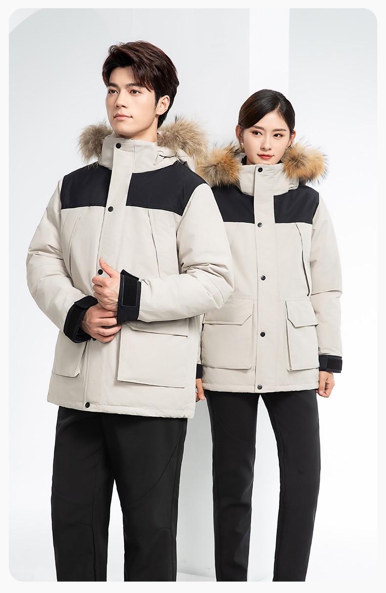 RH-60953 冬季可拆卸羽絨內(nèi)膽三合一沖鋒衣毛領(lǐng)帽子防風(fēng)防雨登山騎行服定制(圖20)