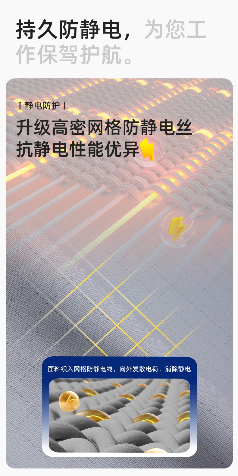 FJD8099 春秋純棉防靜電工作服套裝定制電網(wǎng)化工廠汽修車間耐磨反光勞保服(圖4)