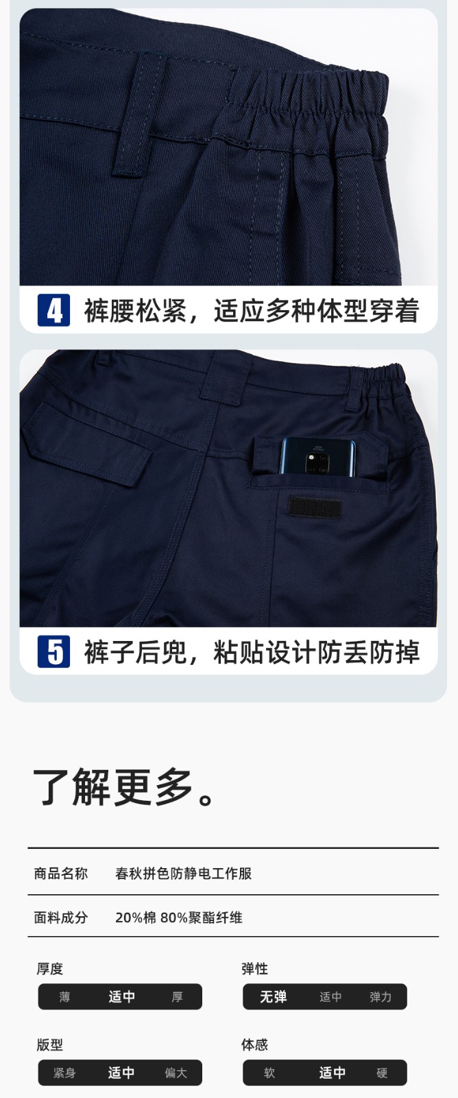 JC-3D02 春秋防靜電棉服定制工作服拼色工裝加油站機(jī)修車(chē)間廠服勞保工作服(圖9)