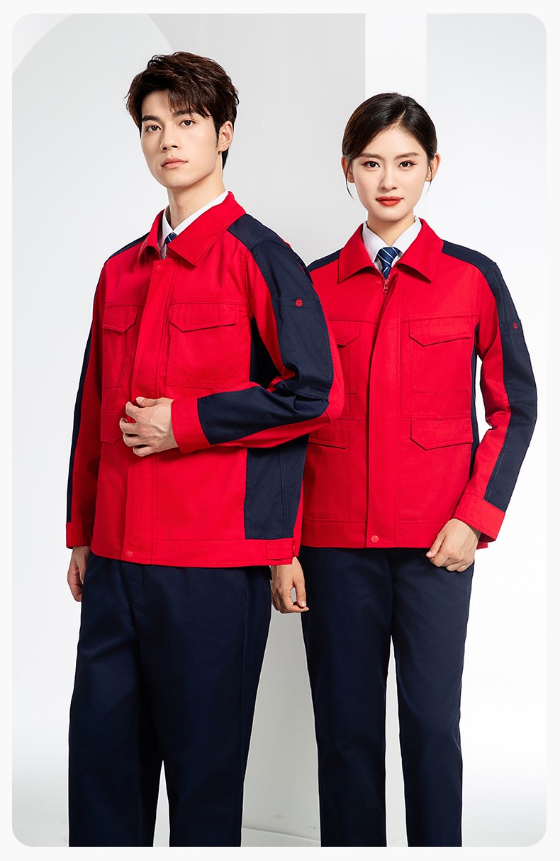 JC-3D02 春秋防靜電棉服定制工作服拼色工裝加油站機(jī)修車(chē)間廠服勞保工作服(圖13)