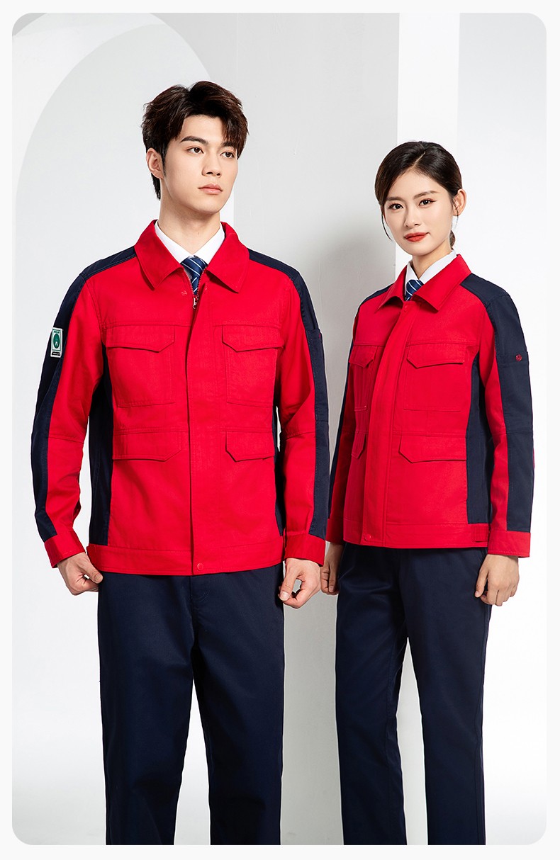 JC-3D02 春秋防靜電棉服定制工作服拼色工裝加油站機(jī)修車(chē)間廠服勞保工作服(圖14)