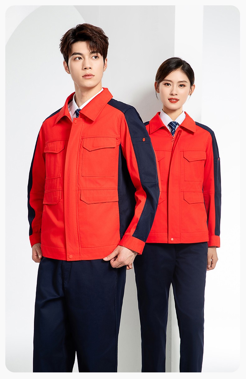 JC-3D02 春秋防靜電棉服定制工作服拼色工裝加油站機(jī)修車(chē)間廠服勞保工作服(圖17)