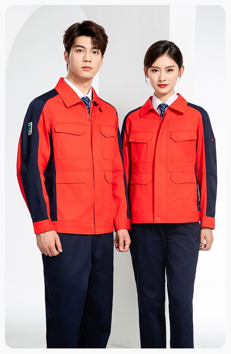 JC-3D02 春秋防靜電棉服定制工作服拼色工裝加油站機(jī)修車(chē)間廠服勞保工作服(圖18)