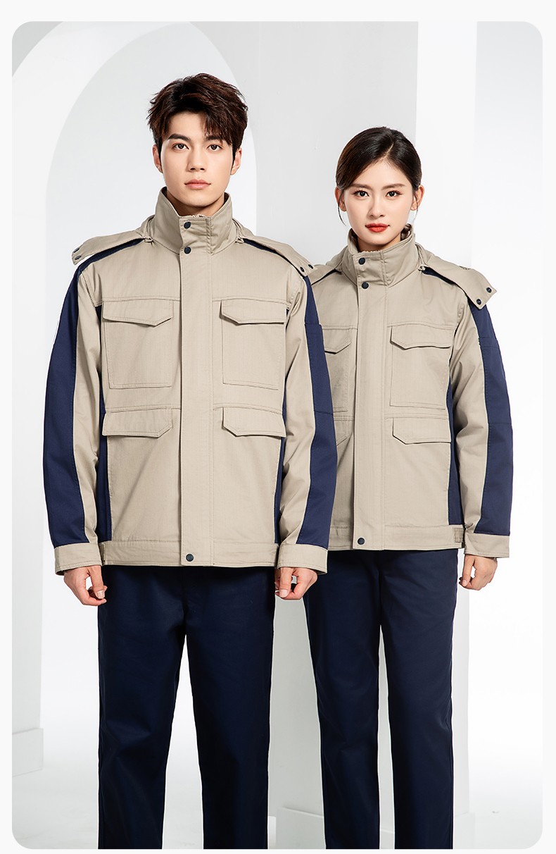 JC-3D02M 冬季防靜電棉服定制工作服拼色CVC工裝加油站機(jī)修車間廠服勞保服(圖16)