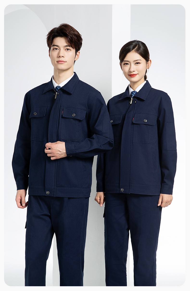 QM2094 春秋季純棉工作服套裝定制耐磨全棉勞保服工裝上衣勞動廠服(圖12)