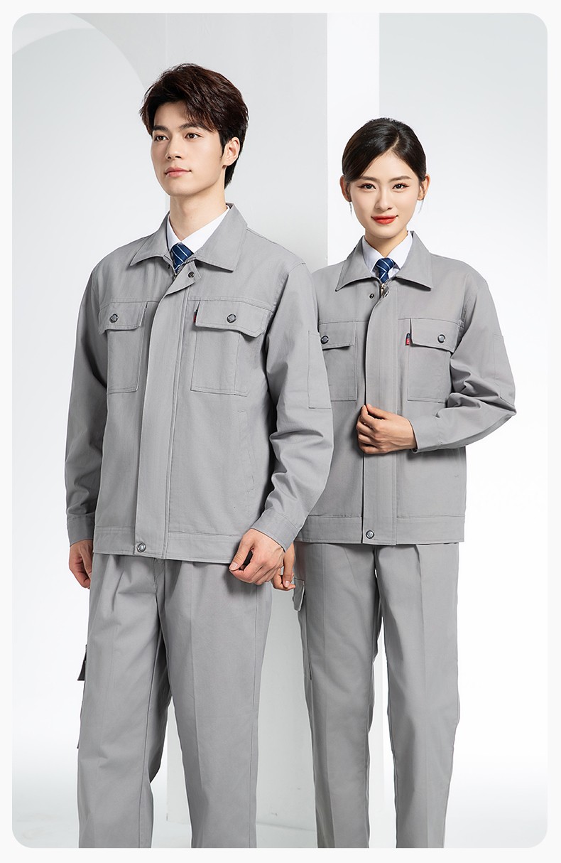 QM2094 春秋季純棉工作服套裝定制耐磨全棉勞保服工裝上衣勞動廠服(圖15)