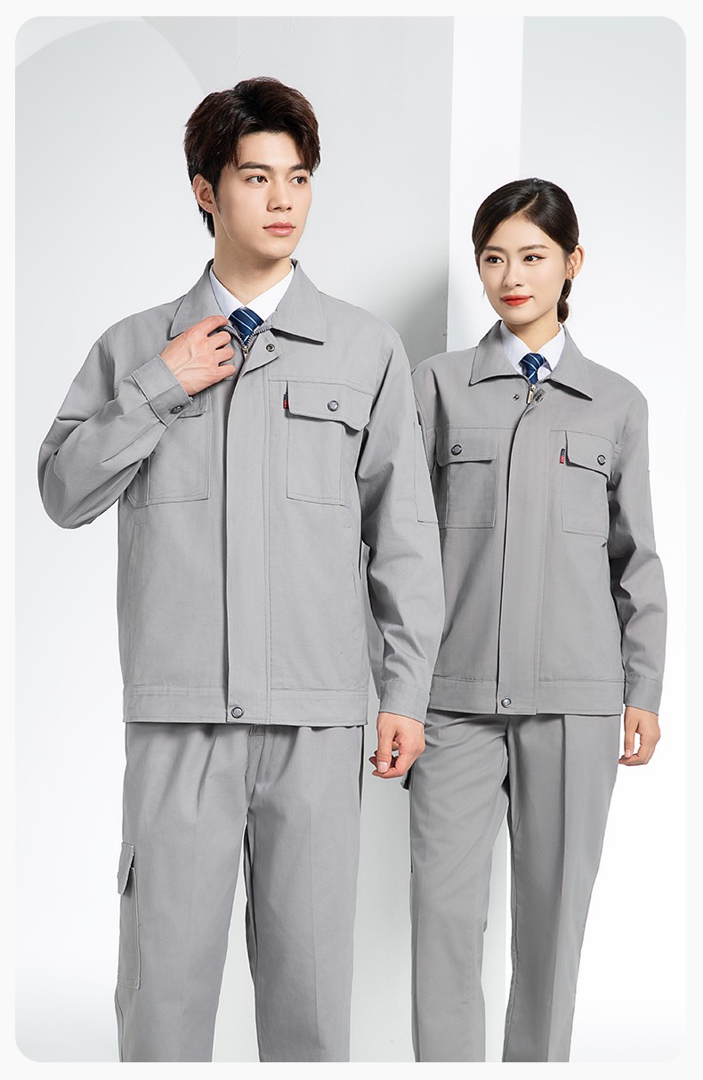 QM2094 春秋季純棉工作服套裝定制耐磨全棉勞保服工裝上衣勞動廠服(圖14)