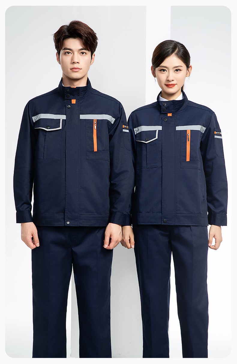 DM8038 批發(fā)工作服套裝男耐磨長袖反光條廠服車間汽修企業(yè)工地工裝勞保服(圖15)