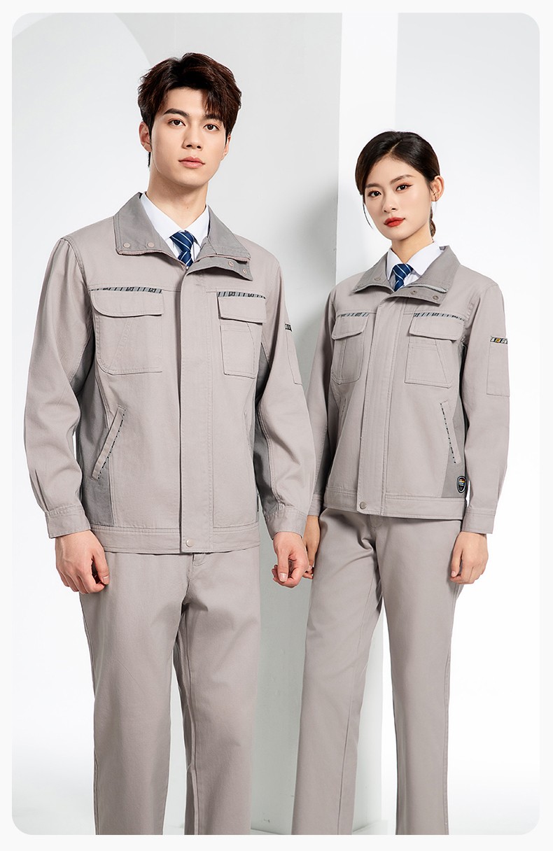 JC-20143 純棉春秋工作服套裝男拼色全棉工裝汽車維修廠車間勞保服可定制(圖14)