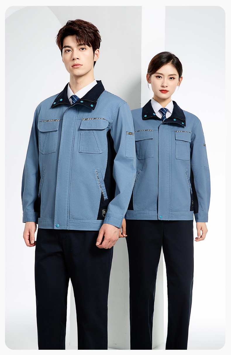 JC-20143 純棉春秋工作服套裝男拼色全棉工裝汽車維修廠車間勞保服可定制(圖22)
