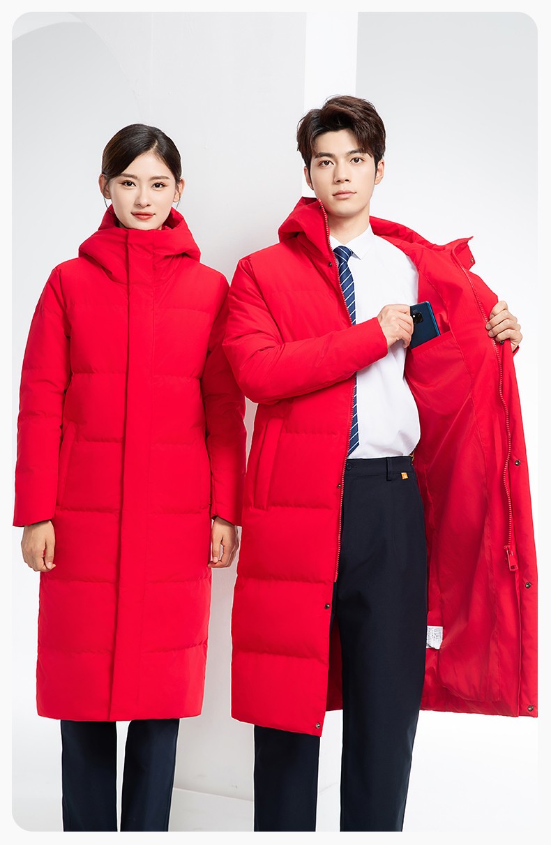 RH-6011 加長寬加厚80絨羽絨大衣 帽子可拆大紅(圖12)