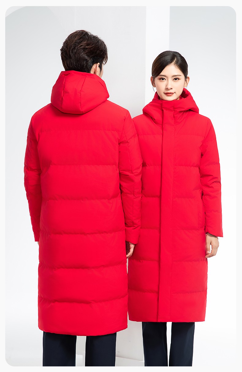 RH-6011 加長寬加厚80絨羽絨大衣 帽子可拆大紅(圖14)