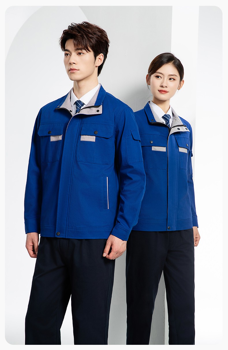 YJ-6901 春秋純棉工作服套裝印字男耐磨工作服機電維修工裝定制勞保工作服(圖15)