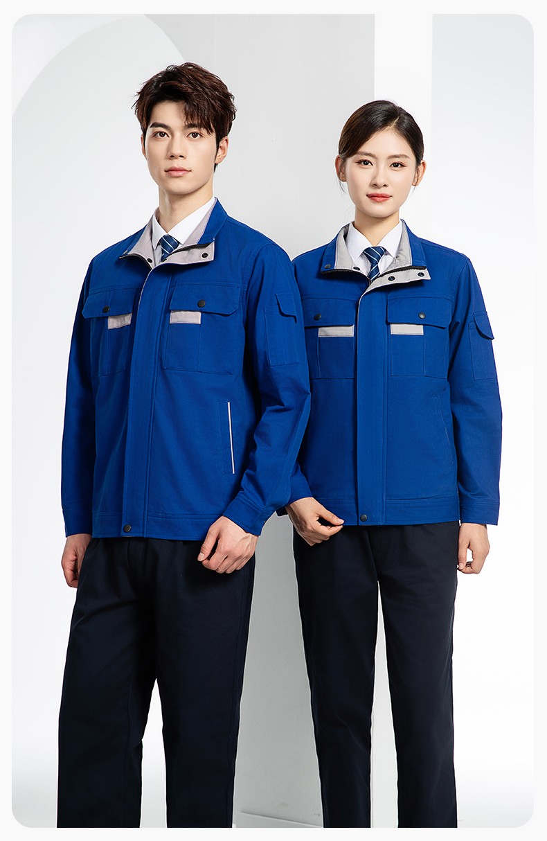 YJ-6901 春秋純棉工作服套裝印字男耐磨工作服機電維修工裝定制勞保工作服(圖16)