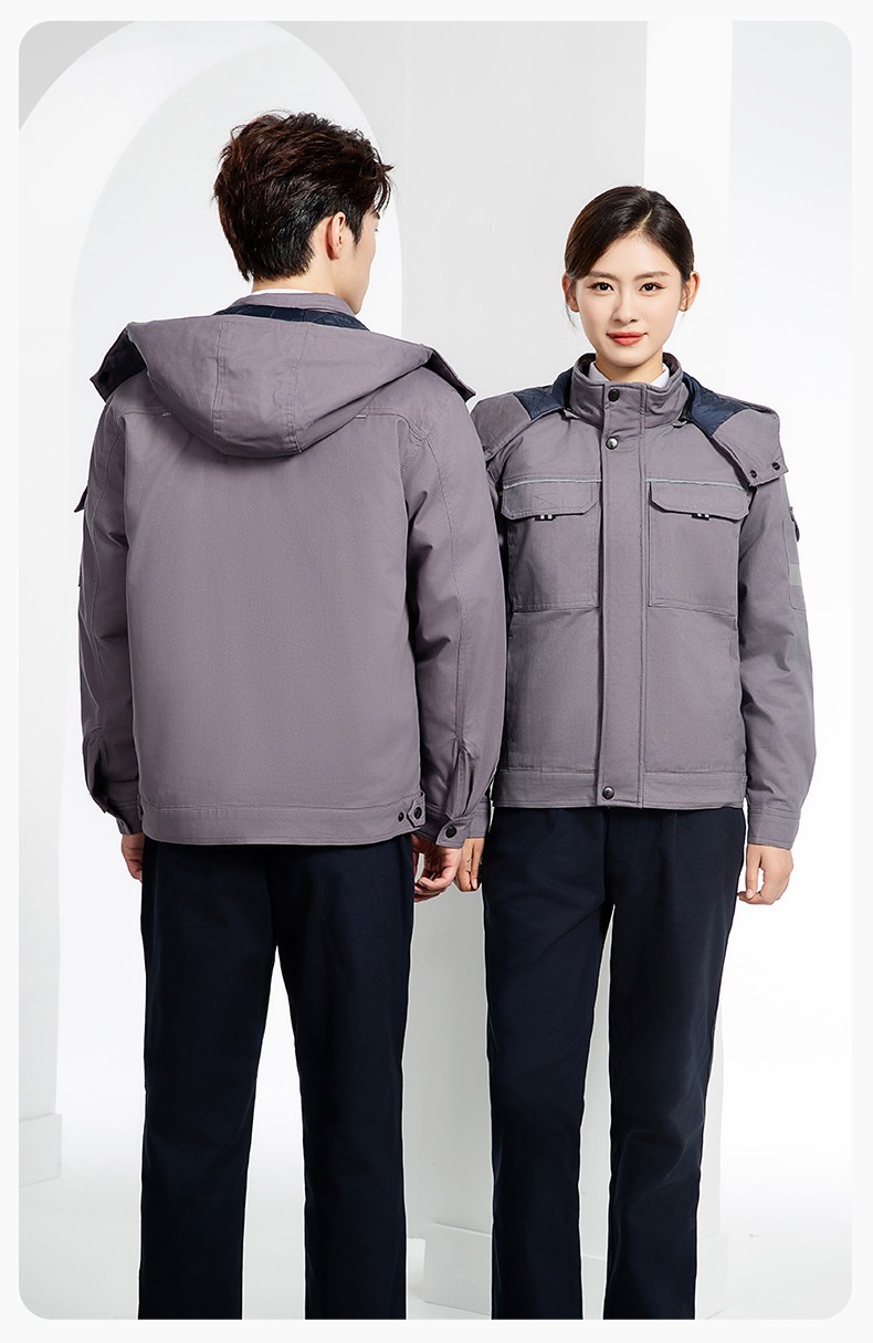 YJ-8901 冬季純棉工作服棉服定制加厚保暖上衣外套電焊工廠勞保服棉襖印字(圖22)