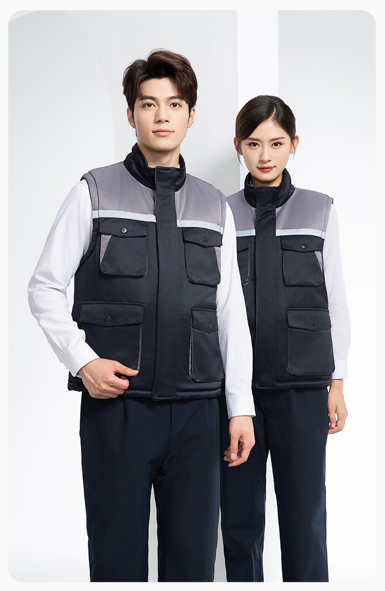 YJ-9902 秋冬工程棉馬甲工裝拼色團(tuán)體廣告志愿者馬夾加厚保暖背心工裝定制(圖14)