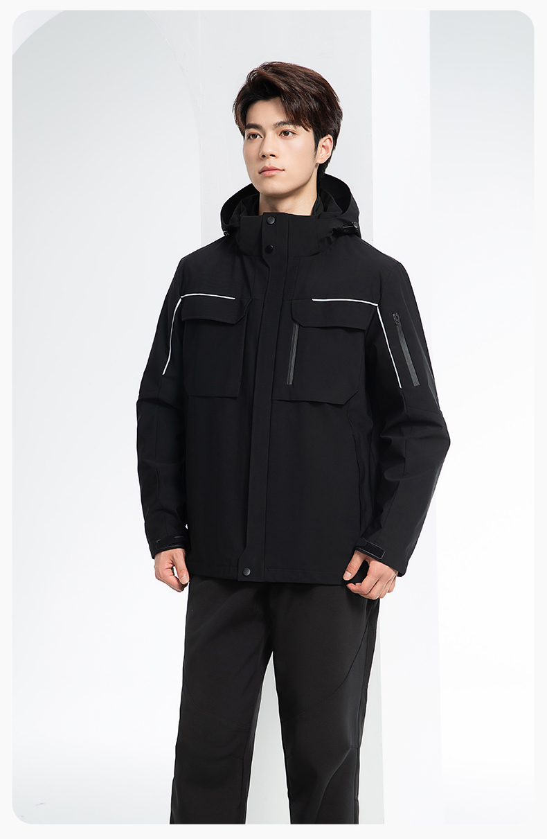 YJ-SK6016 冬季三合一沖鋒衣工作服連帽防風(fēng)防水加絨加厚印logo工裝外套定制(圖21)