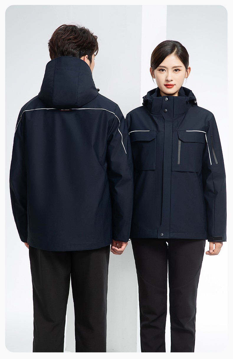 YJ-SK6016 冬季三合一沖鋒衣工作服連帽防風(fēng)防水加絨加厚印logo工裝外套定制(圖26)