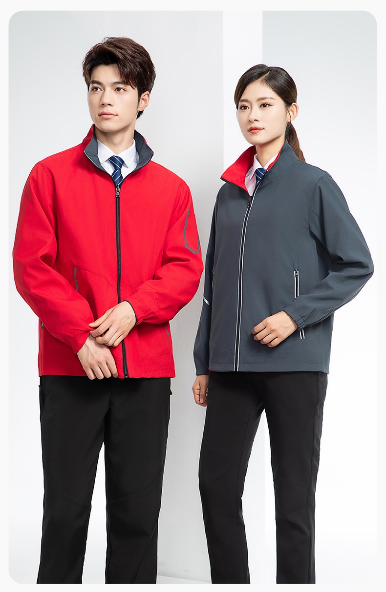 YJ-7001 高端工作服沖鋒衣春秋雙面企業(yè)公司行政商務(wù)高管員工長(zhǎng)袖外套定制(圖17)
