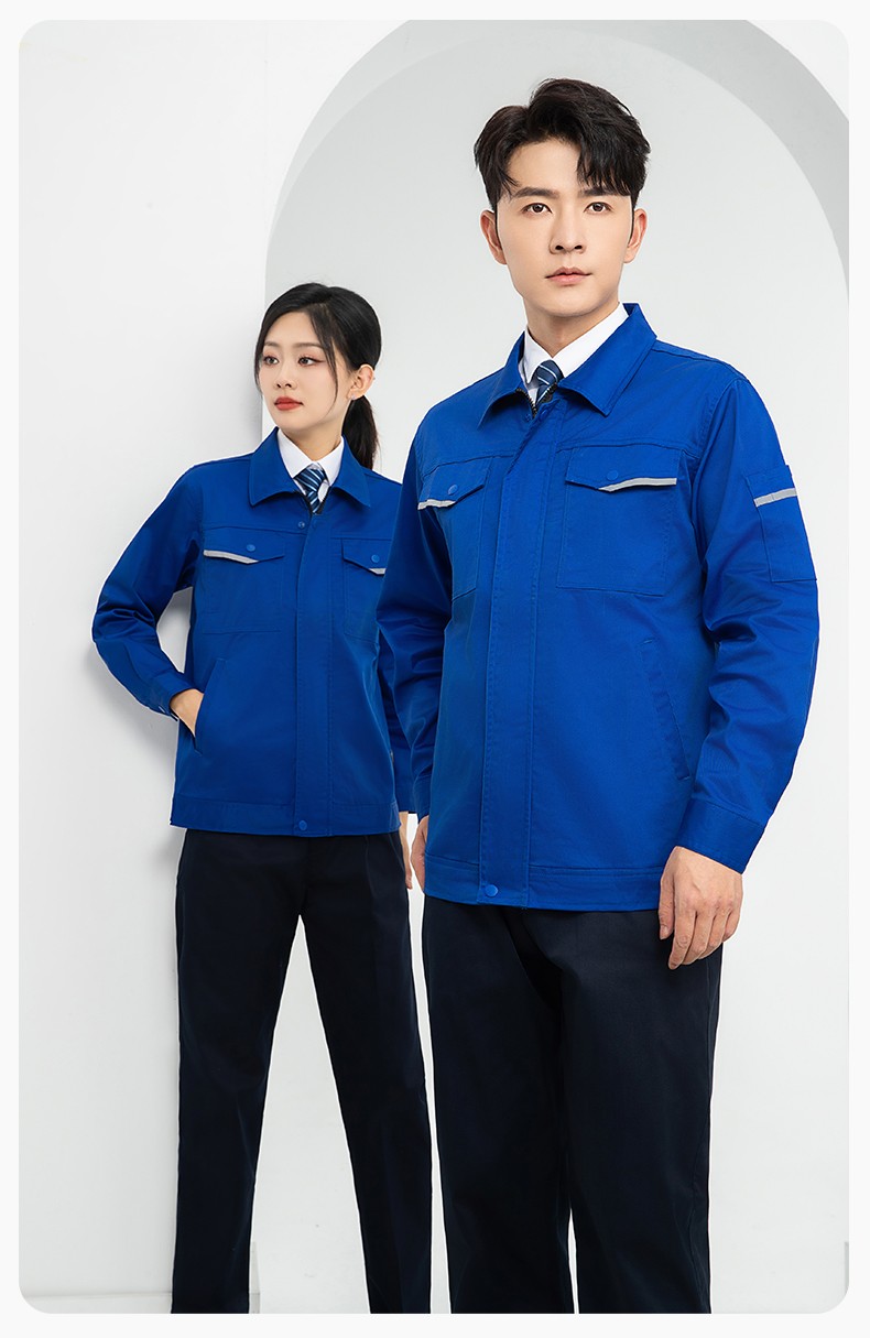 LJ-1809 秋工作服套裝印字男純色汽修長(zhǎng)袖耐磨電焊工工裝勞保服定制(圖13)