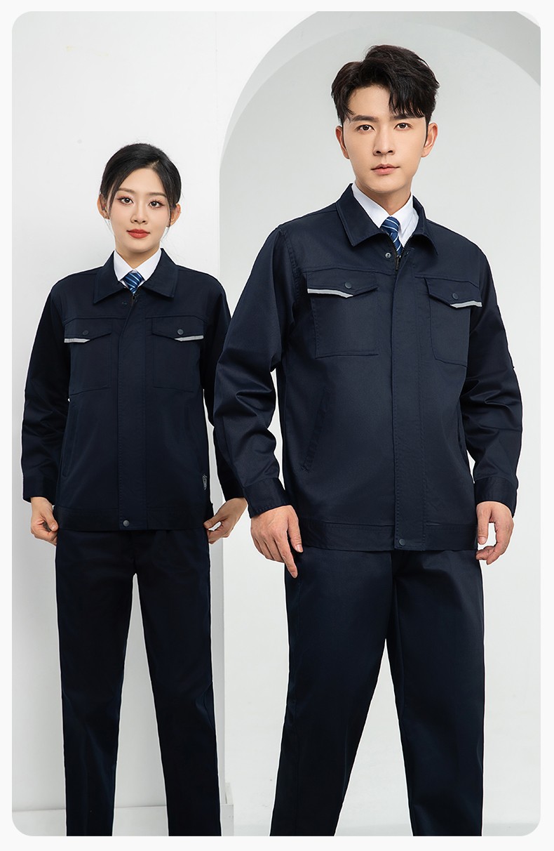 LJ-1809 秋工作服套裝印字男純色汽修長(zhǎng)袖耐磨電焊工工裝勞保服定制(圖15)