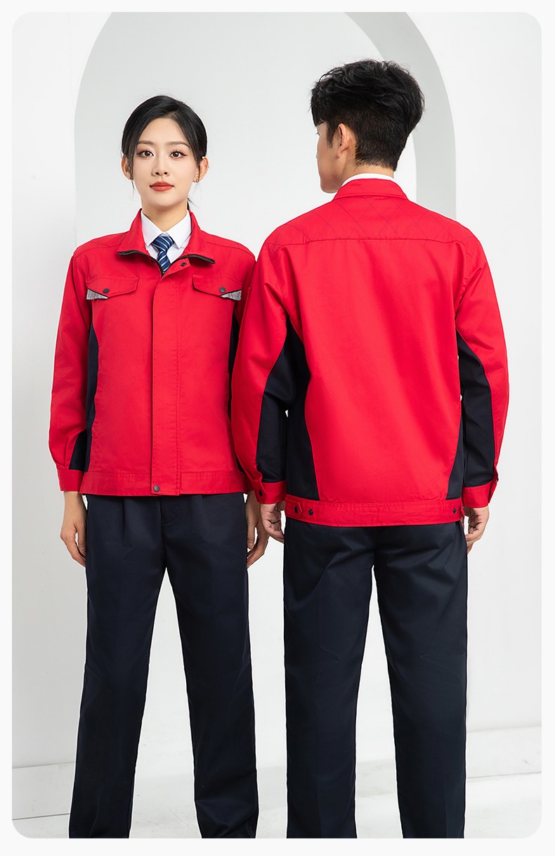 LJ-9901 春秋防靜電工作服套裝男拼色耐磨電焊工加油站可定制工裝勞保服(圖16)