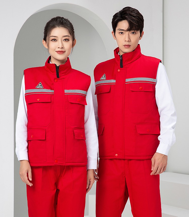 LW-9903 防靜電冬季棉馬甲工作服印繡字男工裝棉馬夾船廠汽修加厚坎肩定制(圖21)