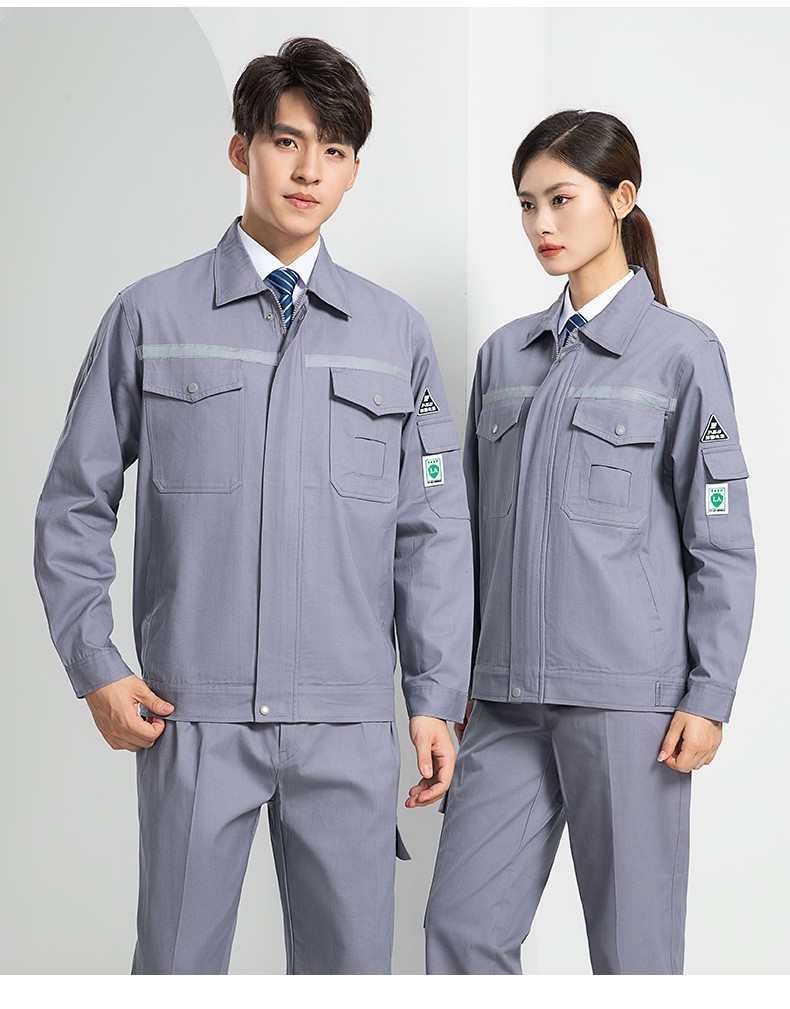 LW-8107 純棉長袖防靜電工作服套裝男女電工服反光化工廠勞保服燃?xì)庹竟ぱb(圖21)