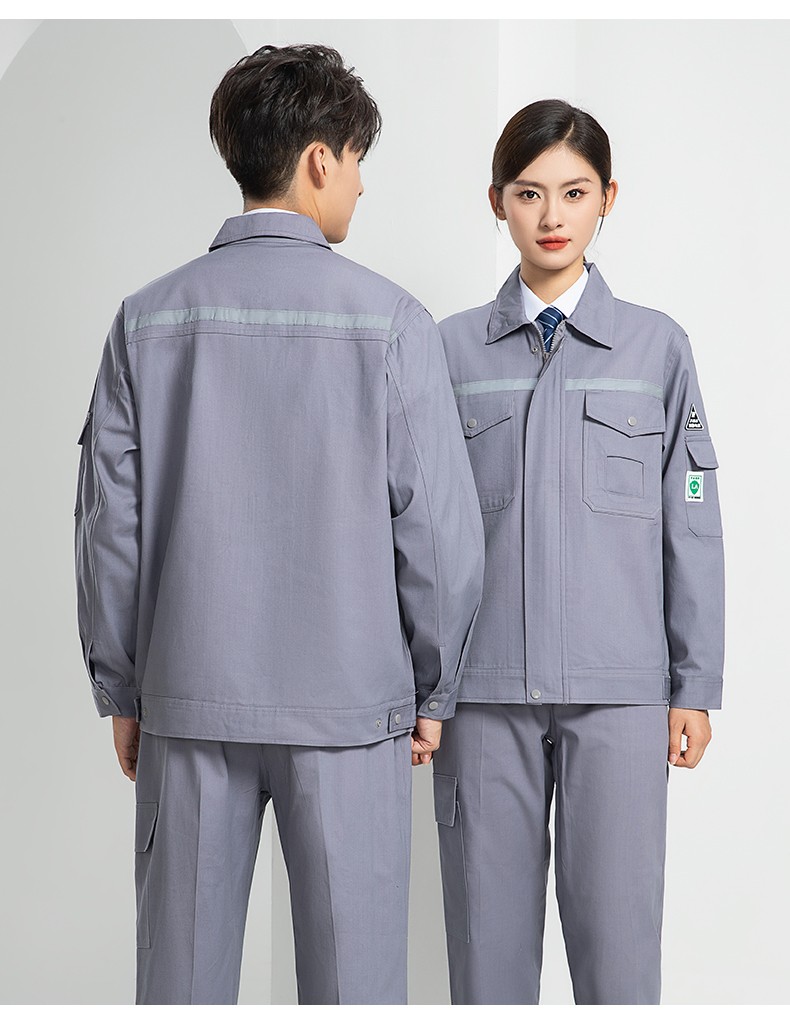 LW-8107 純棉長袖防靜電工作服套裝男女電工服反光化工廠勞保服燃?xì)庹竟ぱb(圖23)