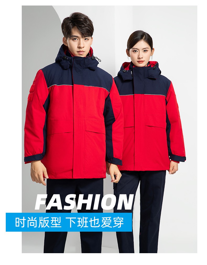 LW-8893 防靜電冬季中長工作服棉服定制男工服工裝加油站電工勞保服上衣(圖19)