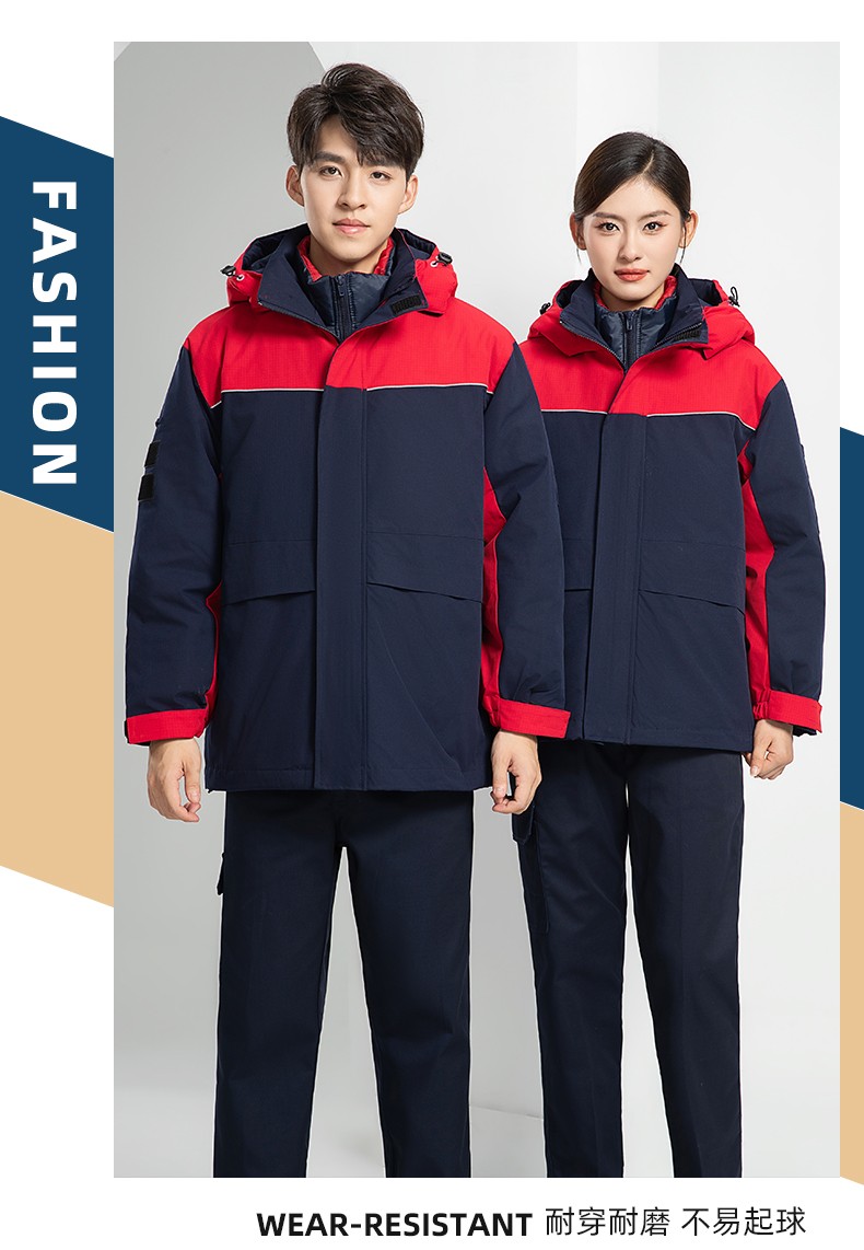 LW-8893 防靜電冬季中長工作服棉服定制男工服工裝加油站電工勞保服上衣(圖21)