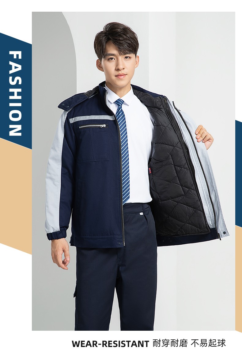 LW-8869Y 冬季羽絨內(nèi)膽工作服棉服定制工廠車間戶外男保溫反光條保暖棉襖棉衣工作服(圖21)