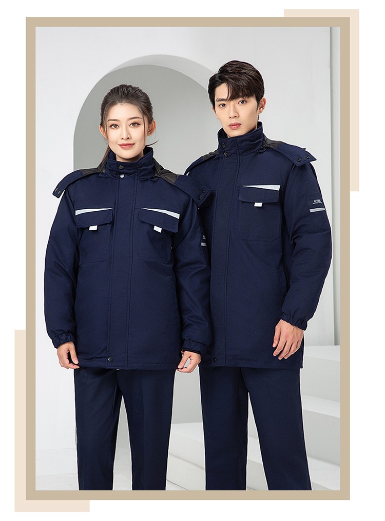 LW-8826Z 冬季工作服定制加厚保暖中長防寒冷庫物業(yè)車間印繡字可拆卸棉服(圖22)