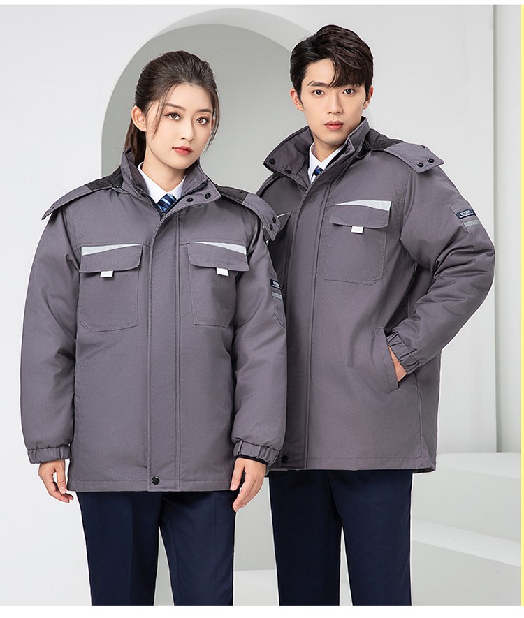 LW-8826Z 冬季工作服定制加厚保暖中長防寒冷庫物業(yè)車間印繡字可拆卸棉服(圖23)