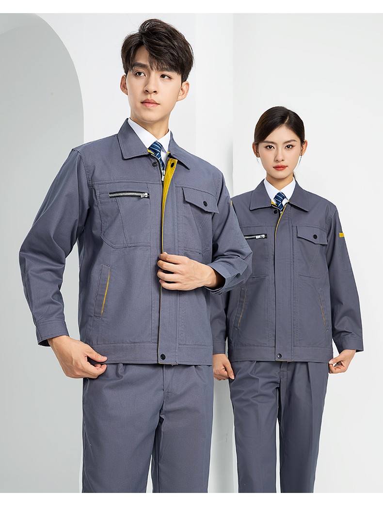 LW-8067 高端工作服套裝定制男春秋長袖車間工人夾克勞保服工裝上衣印繡字(圖18)