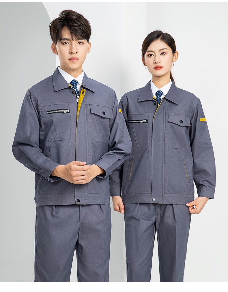 LW-8067 高端工作服套裝定制男春秋長袖車間工人夾克勞保服工裝上衣印繡字(圖20)