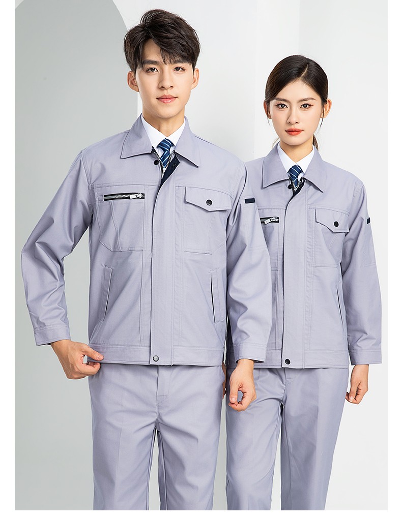 LW-8067 高端工作服套裝定制男春秋長袖車間工人夾克勞保服工裝上衣印繡字(圖21)