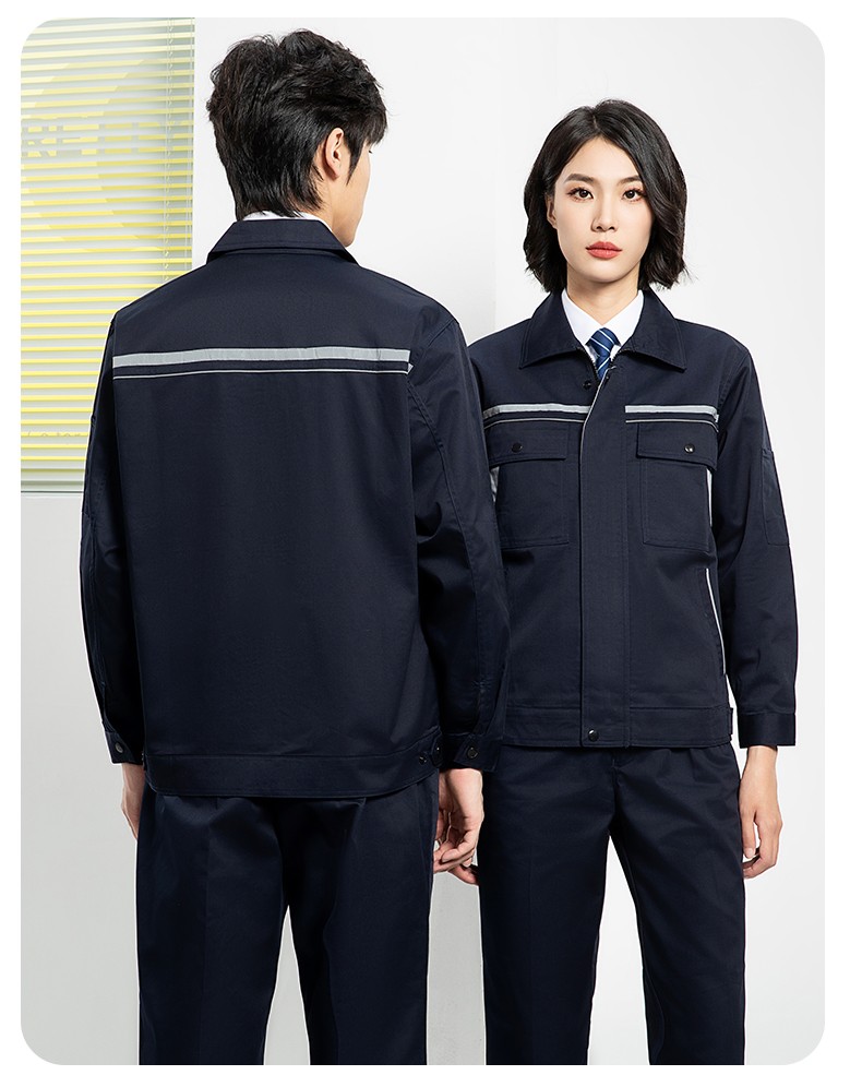 YJ-8005 春秋長袖工作服套裝男雙反光條加油站石油電子化工廠勞保服定制(圖22)