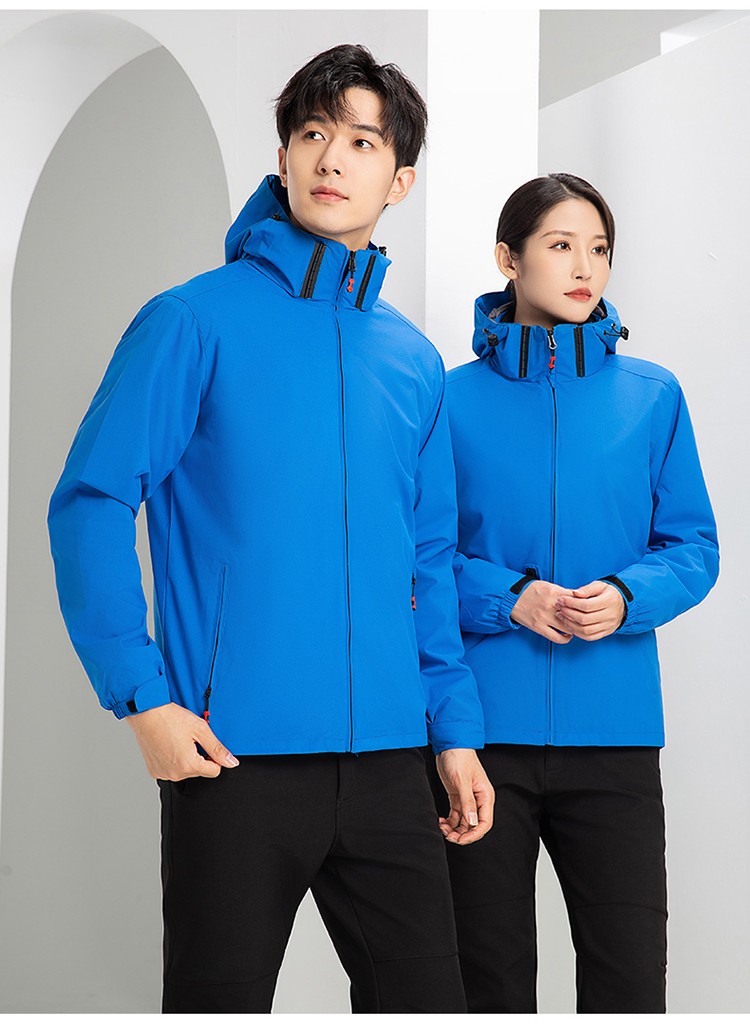 YJ-9805 沖鋒衣定制男女純色可拆卸三合一外套反光條保暖工裝戶(hù)外工作服(圖25)