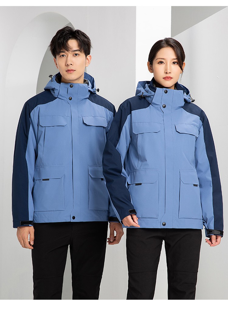YJ-9809 秋冬季戶外三合一沖鋒衣工作服工作服可拆卸防水防風印字logo工作(圖18)
